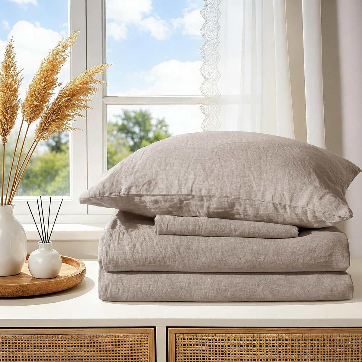 100% Pure Linen Duvet Cover Set 3 Pcs Soft Comforter Cover Sets King Size - image 2