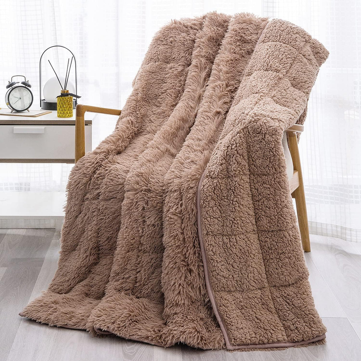 Weighted Blanket for Adult 80"x87" 15lbs Soft Long Plush Queen White - image 9