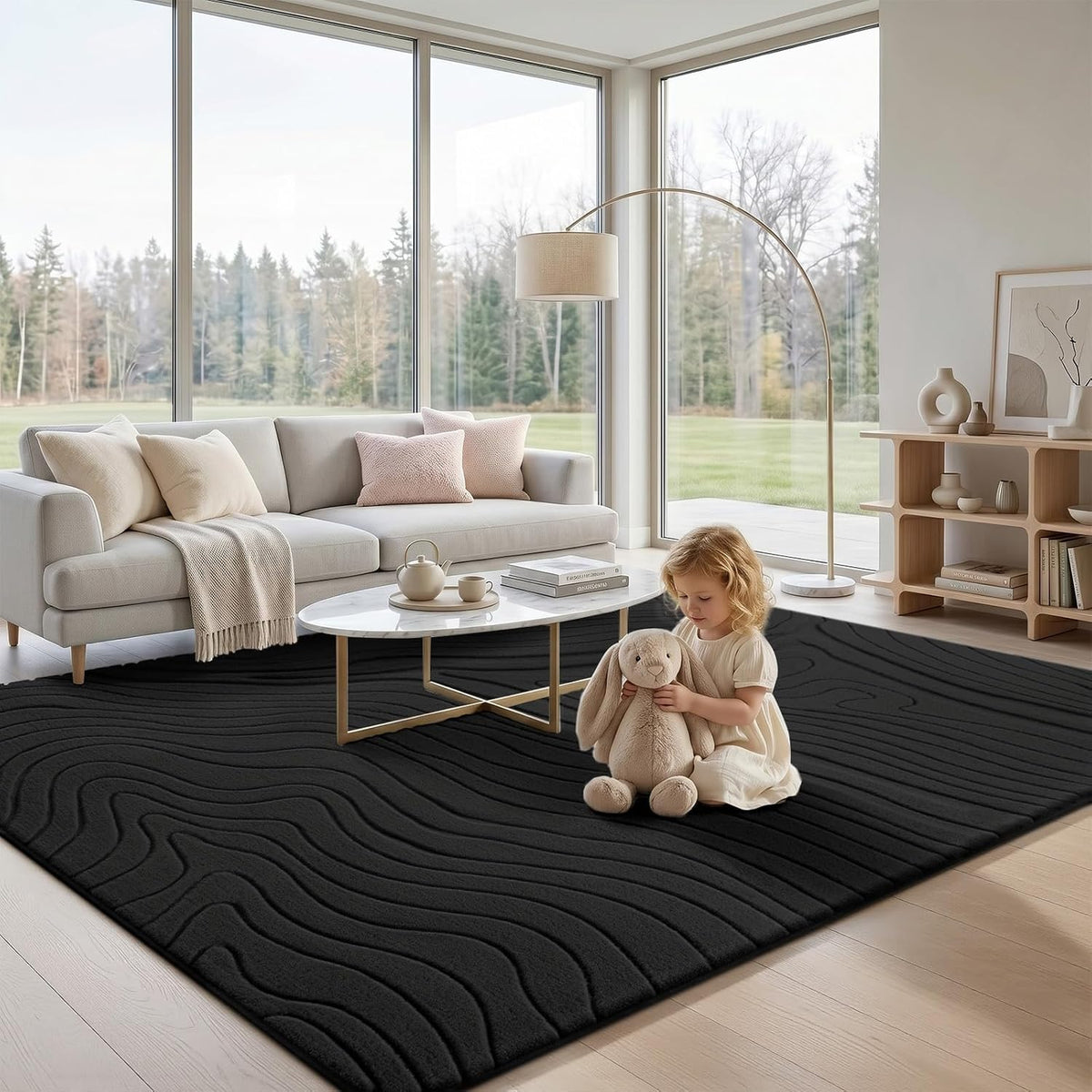 Lemon 8x10 Area Rugs for Living Room Bedroom, Carpet Modern Black Rug - image 9