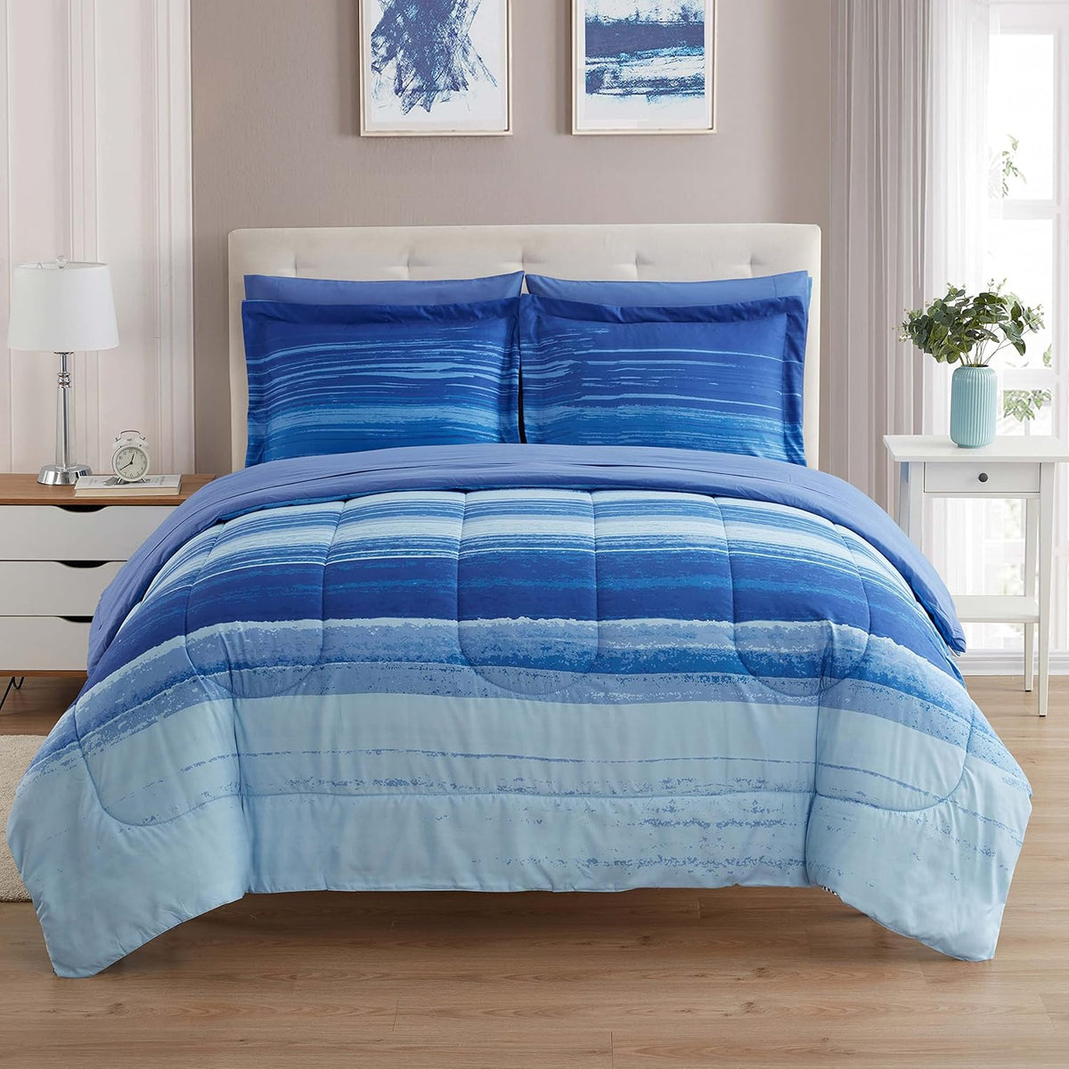 7 Piece Comforter Set Bag Solid Color All Season Soft Down Alternative Blanket & Luxurious Microfiber Bed Sheets, Siena, Twin (Pack of 4, 28 Count Total) - image 2