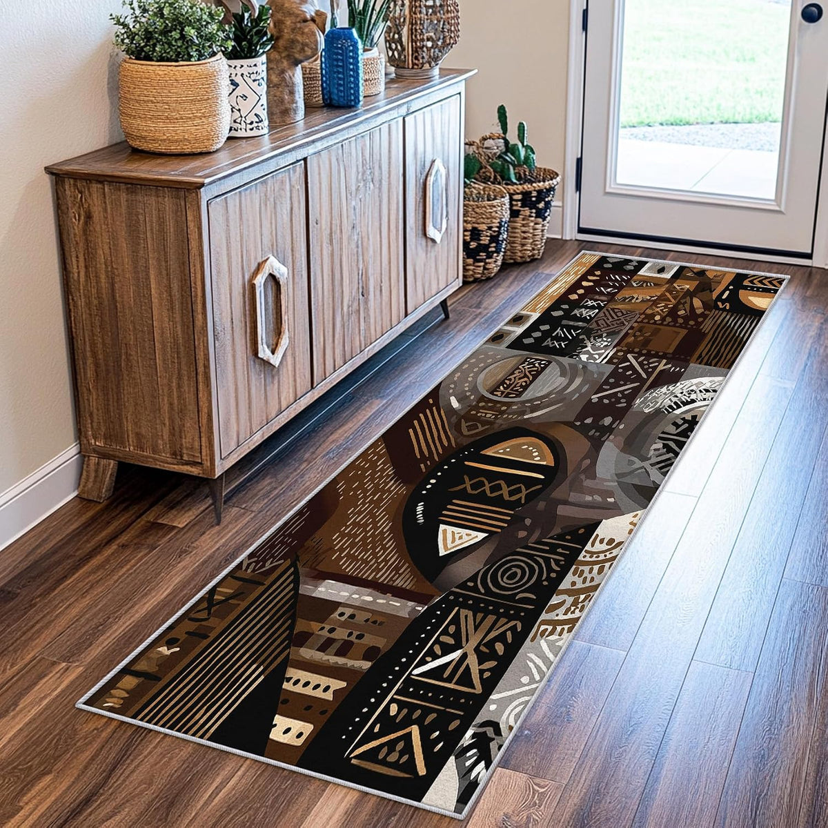 Tribal 3x10 Runner Rug, Feather Native American Brown Runners for Hallways, Kitchen, Bedroom, Entryway, Tribal Home Decor Floor Carpet, Non Slip Washable Low Pile, 3 x 10 ft - image 10