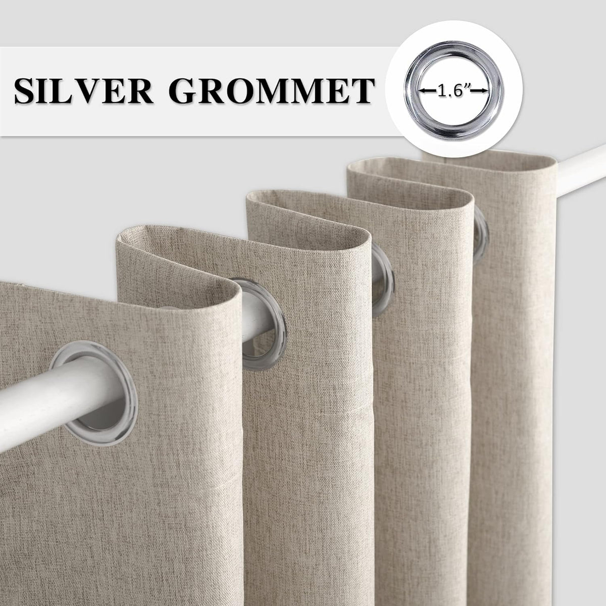 Linen Extra Wide and Extra Long Blackout Curtain 144 Inches Long Beige - image 3