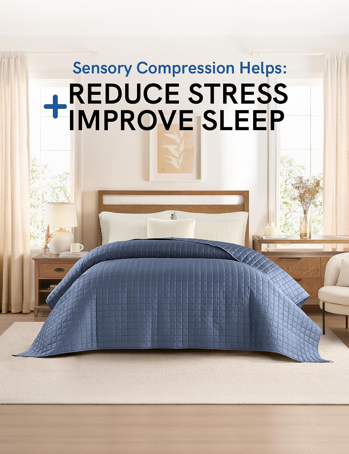 King Size Cooling Weighted Blanket for Adults (88x104 Inches, 30 Pounds, Blue Grey), Perfect for Hot Sleepers with Cooling Rayon/Glass Beads, Heavy Bed Blanket for Couple on Queen or King Bed - image 2