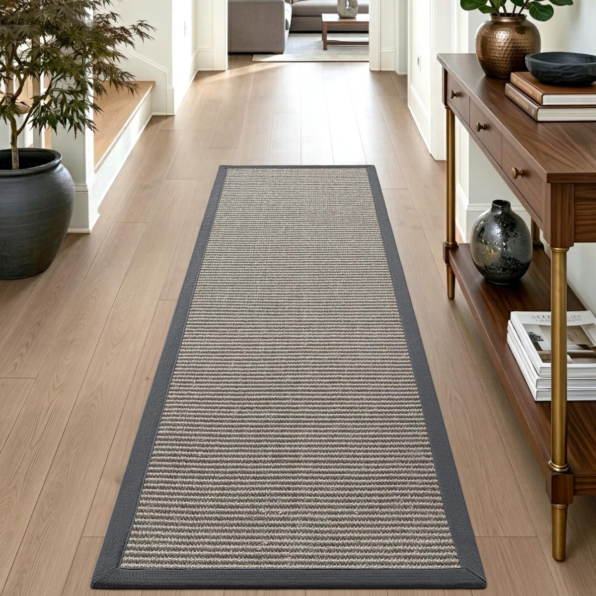 Hallway Runner Rug 3x10, Braided Farmhouse Rug Runners, Black/Ivory - image 12
