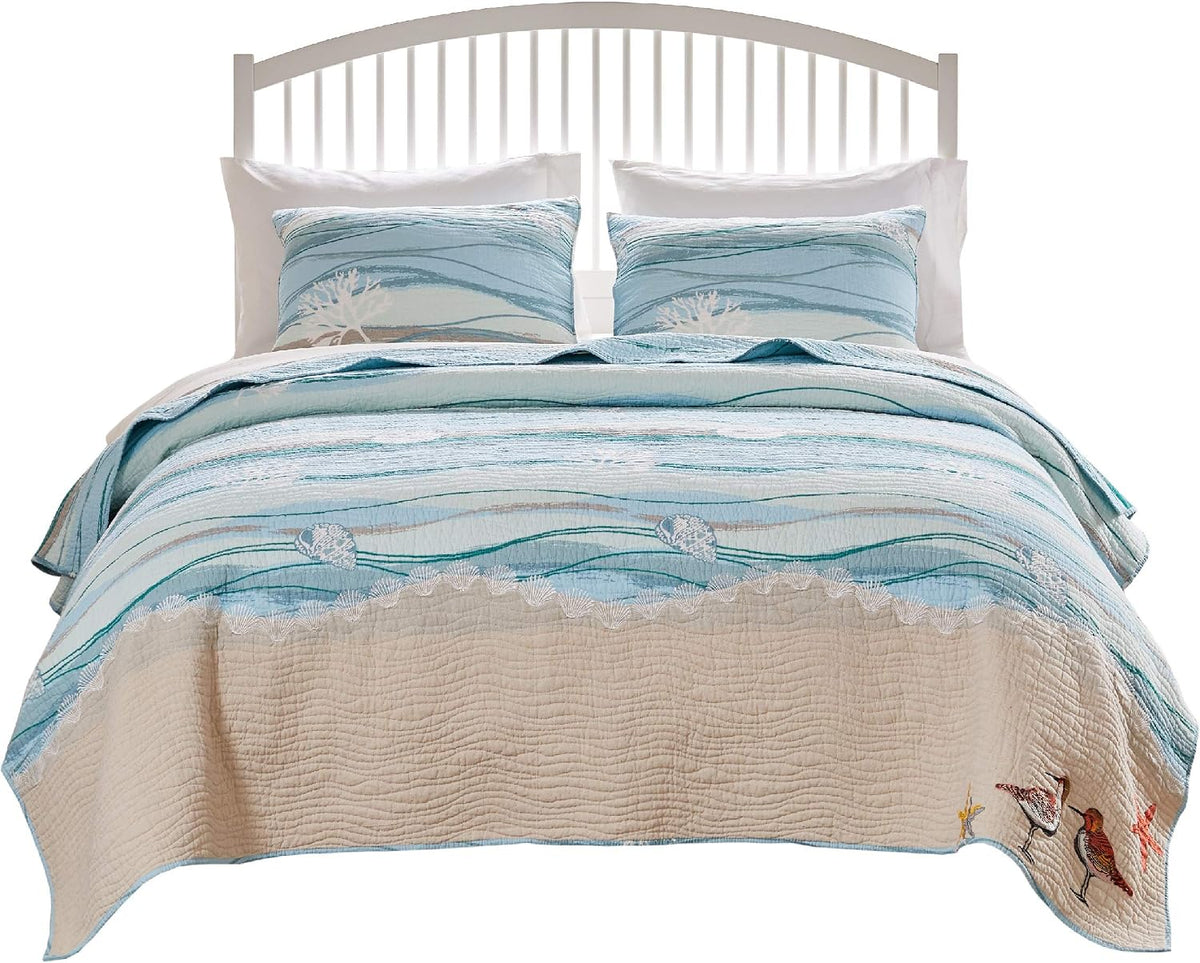 Maui Embroidered Coastal Quilt Set, King/California King (3-Piece) - image 4