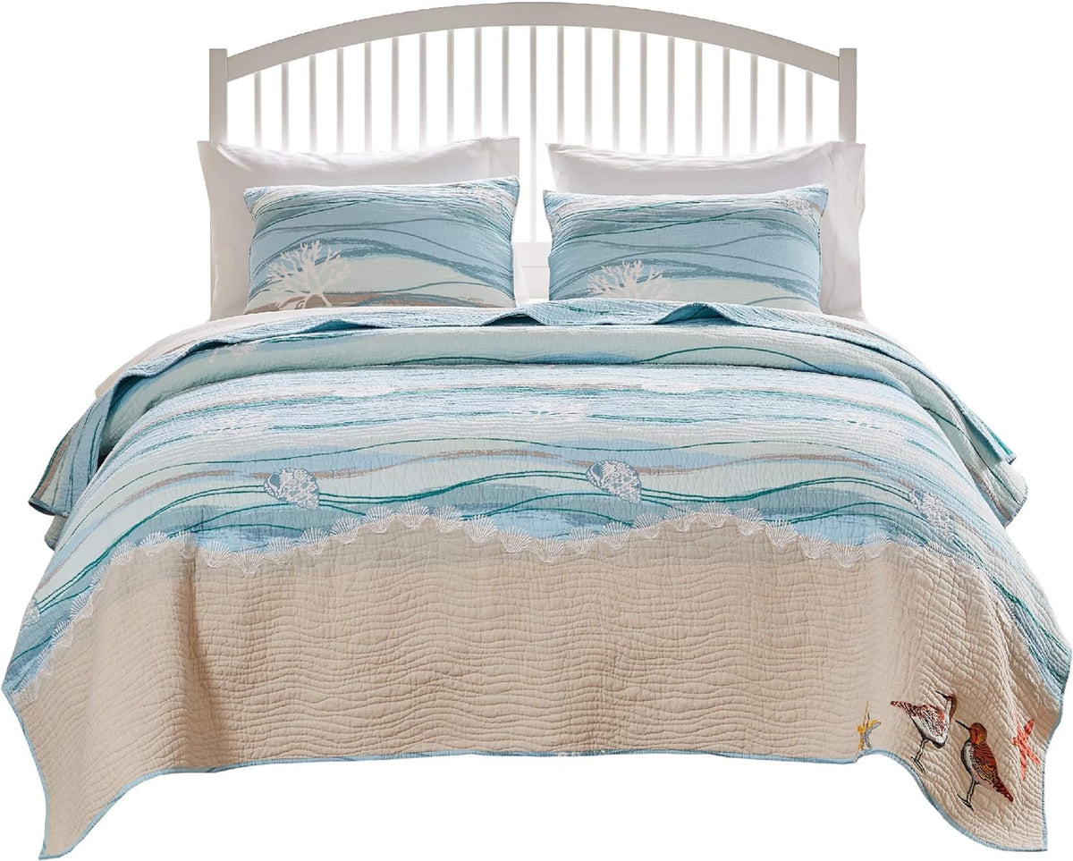 Maui Embroidered Coastal Quilt Set, King/California King (3-Piece) - image 4