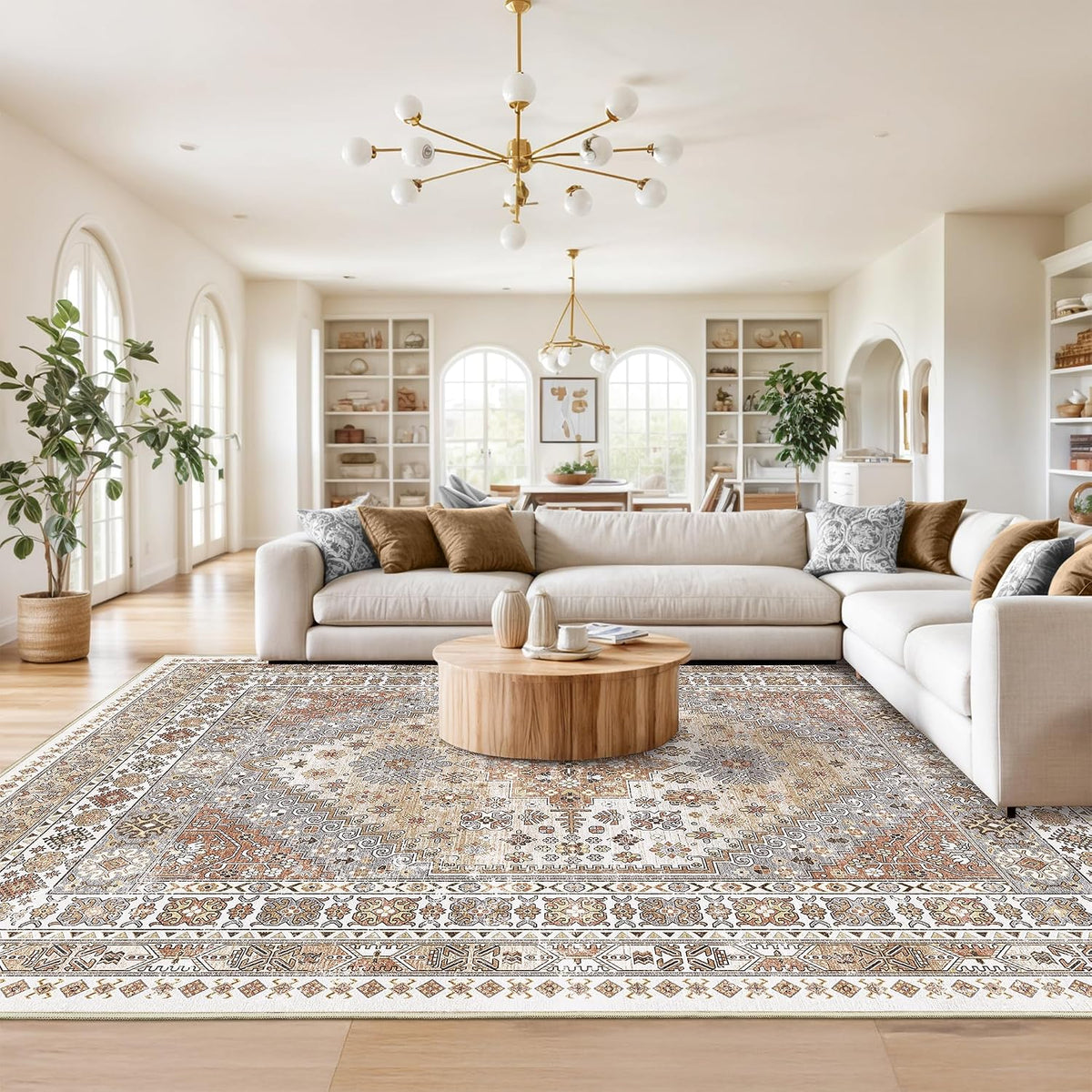 Washable Rugs 8x10 Area Rugs for Living Room, Orange - image 5