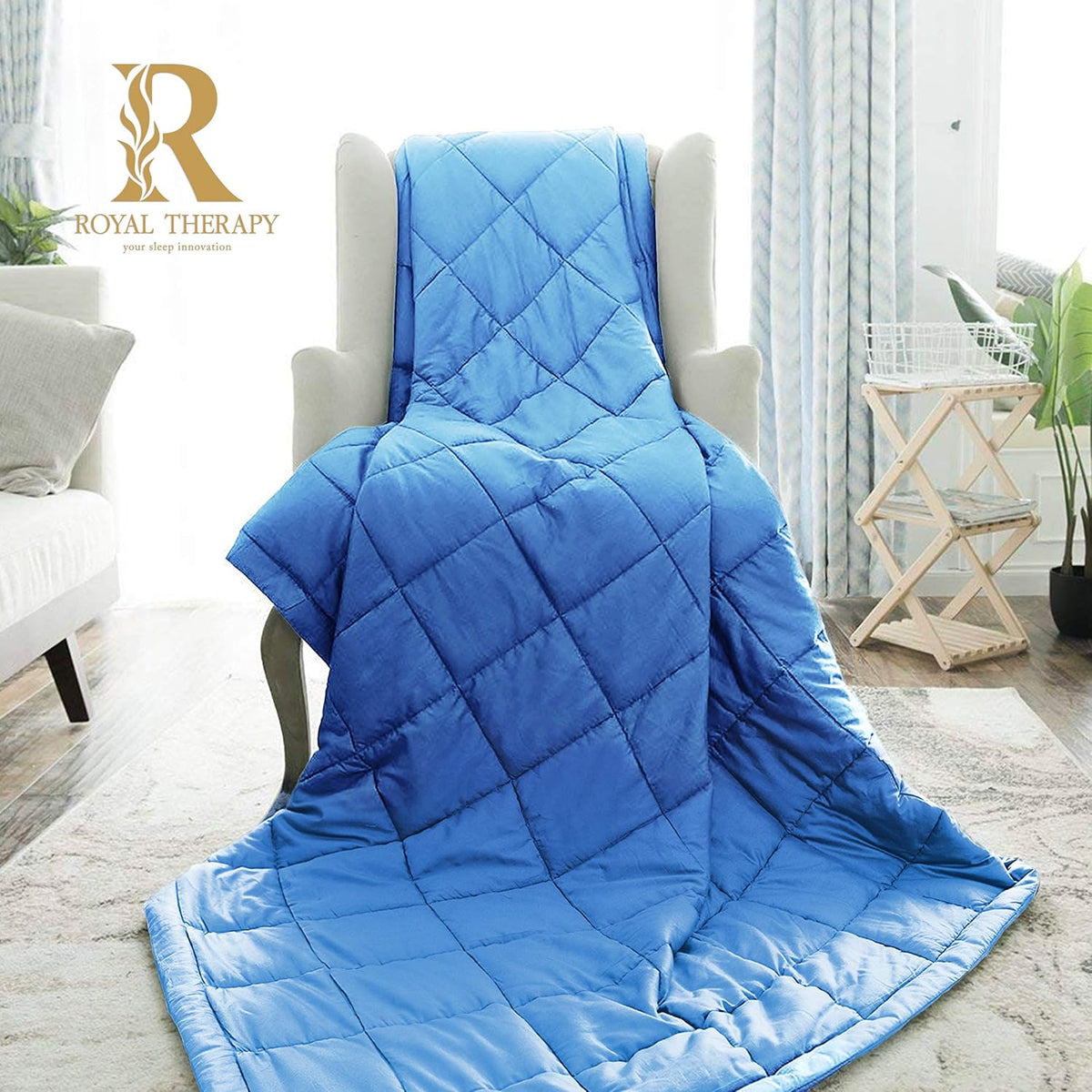 Therapy Weighted Blanket - Heavy 100% Cotton Blankets with Premium Glass Beads (60''x80'' 25lbs, Coastal Fog), Suitable for One Person (~200lb) - Use on Queen/King Bed - image 12