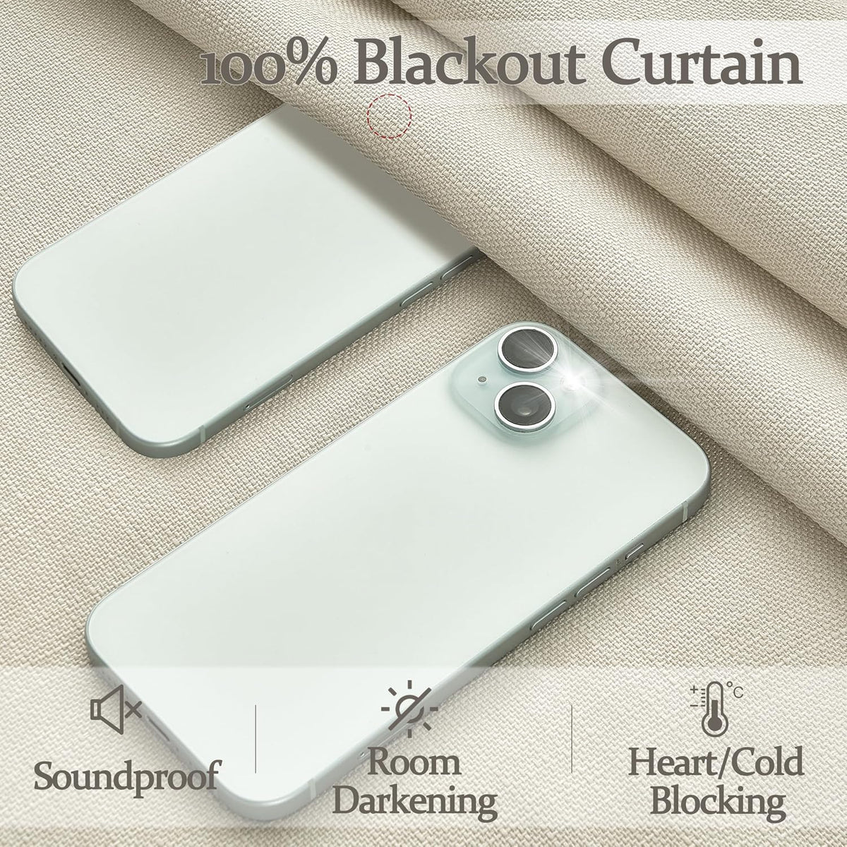 Extra Wide 70 Inch Blackout Curtains 90 Inches Long for Dining Room 2 Panels Set, Memory Trained Pinch Pleated Thermal Sound Dampening Double Layer Linen Blend Ivory Windows Drapes 70x90 Length - image 3