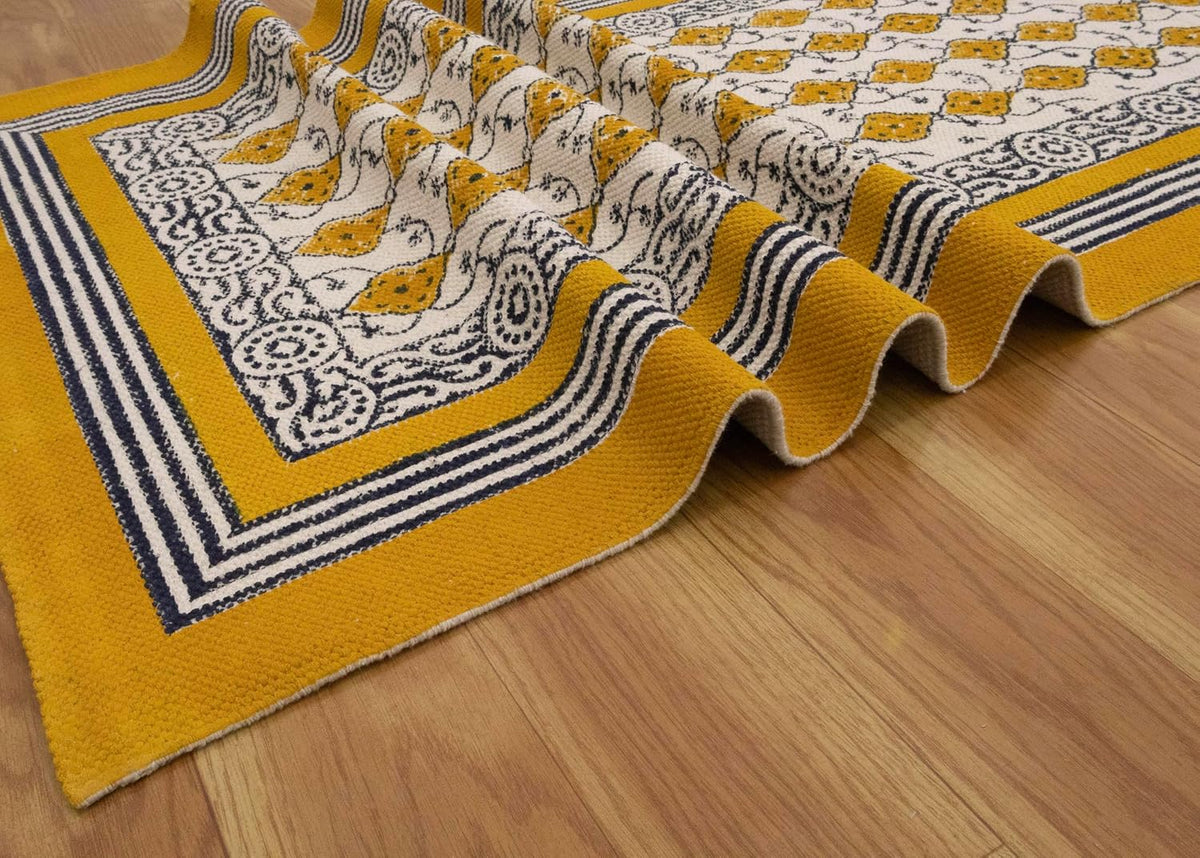 Runner 3x10 Cotton Runner Rug Yellow & Beige Indoor Outdoor 0.19 inches Stone Easy Washable Hand Wash Cotton Carpet Flatweave Rugs for Hallway, Staircases, Corridor - image 8