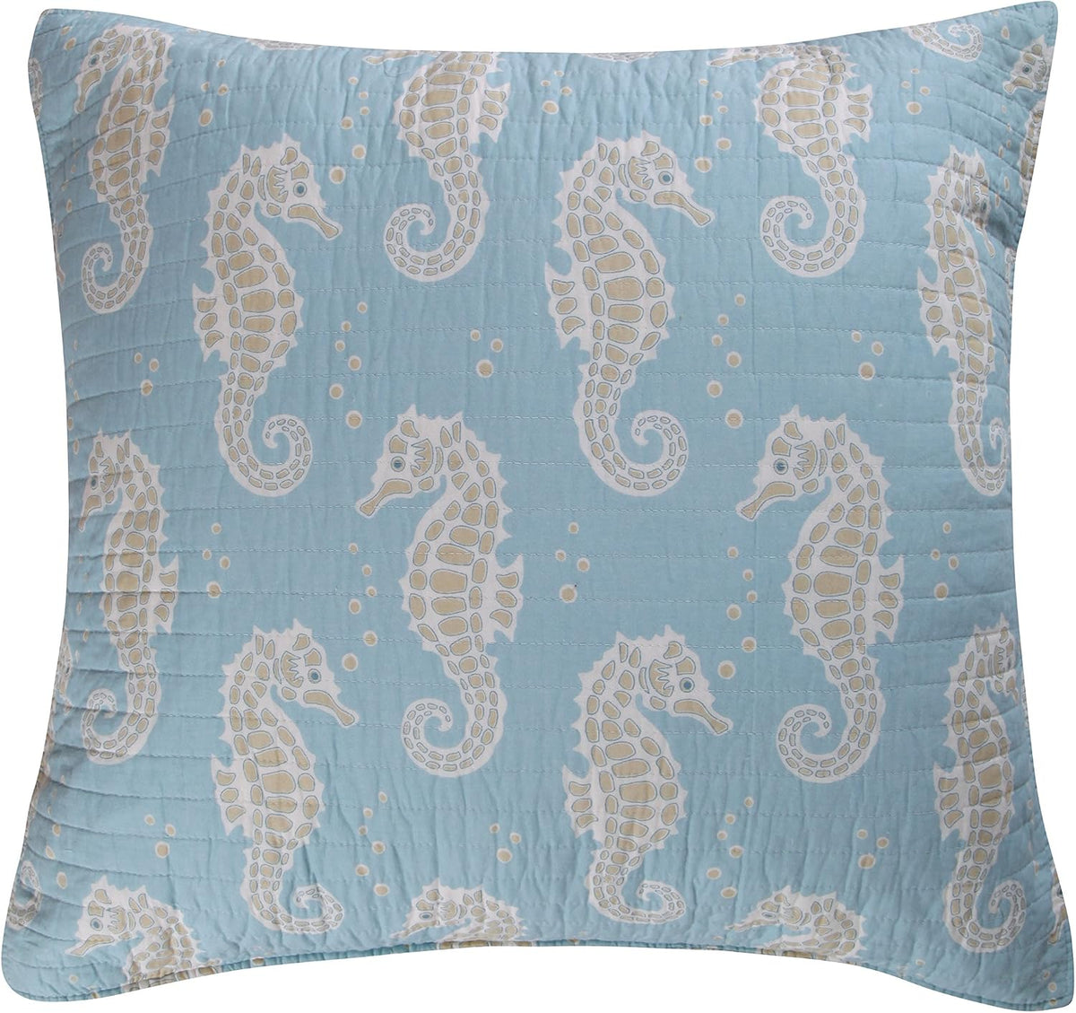 Blue Maui Quilt Set, King/Cal King Quilt + Two King Pillow Shams, Striped Coastal Design In Light Blue, Cream and Tan, Quilt Size (106 x 92), Pillow Sham Size (36 x 20), Reversible, Cotton - image 11