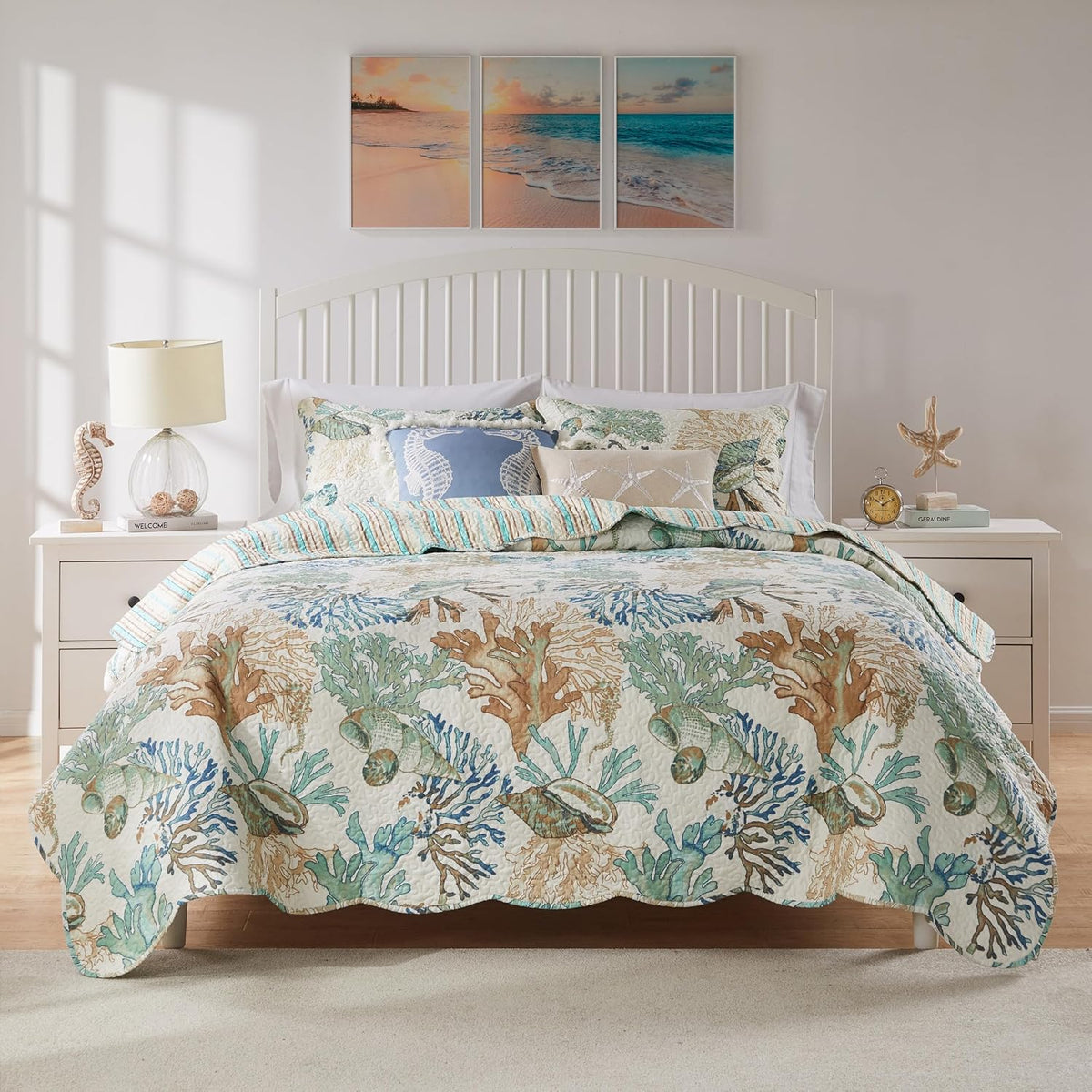 Barefoot Bungalow Atlantis Coastal Quilt Set, 5-Piece King/Cal King, Jade - image 5