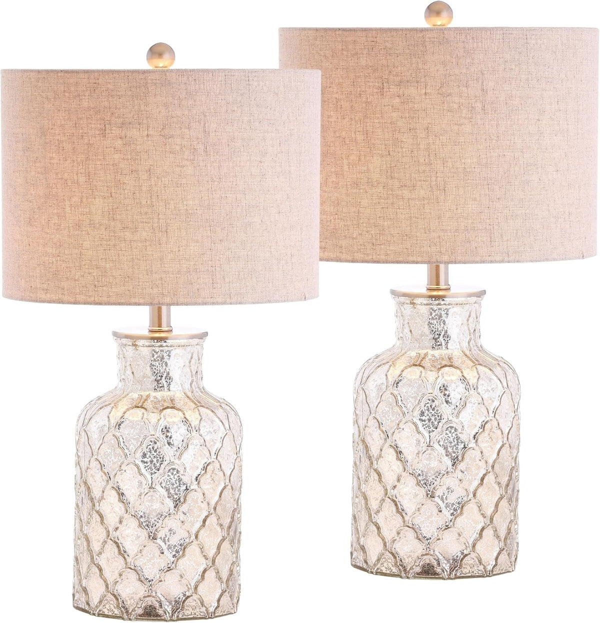 Alvord 24.5" Glass Table Lamp, Mercury Silver, Set of 2