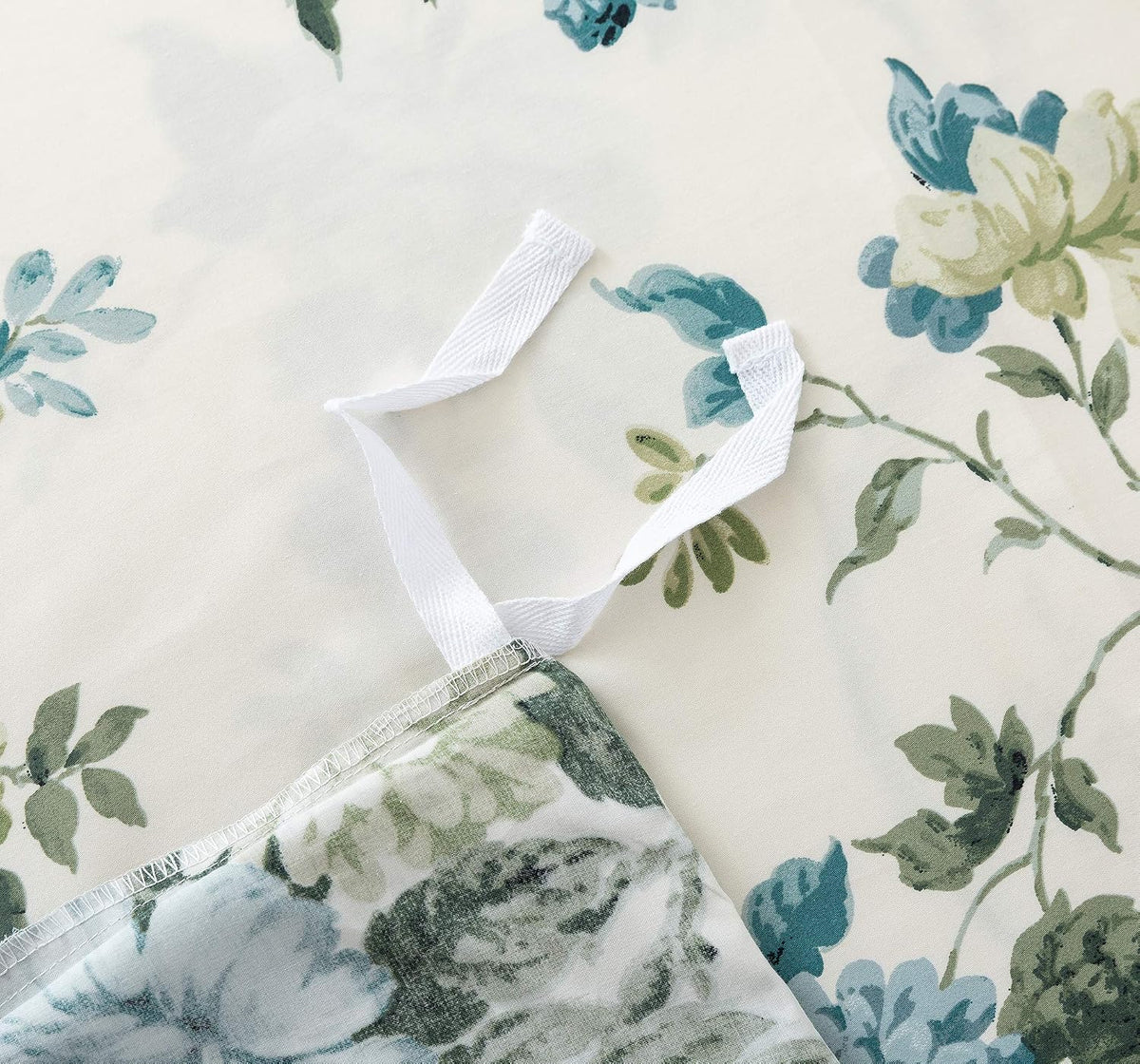 Exotic Modern Floral Print Bedding Birds Flowers Dusty Grey Design 100% Cotton Duvet Cover 3pc Set Hibiscus Blossom Branches in Muted Gray Blue (Super King, Egret White) - image 4