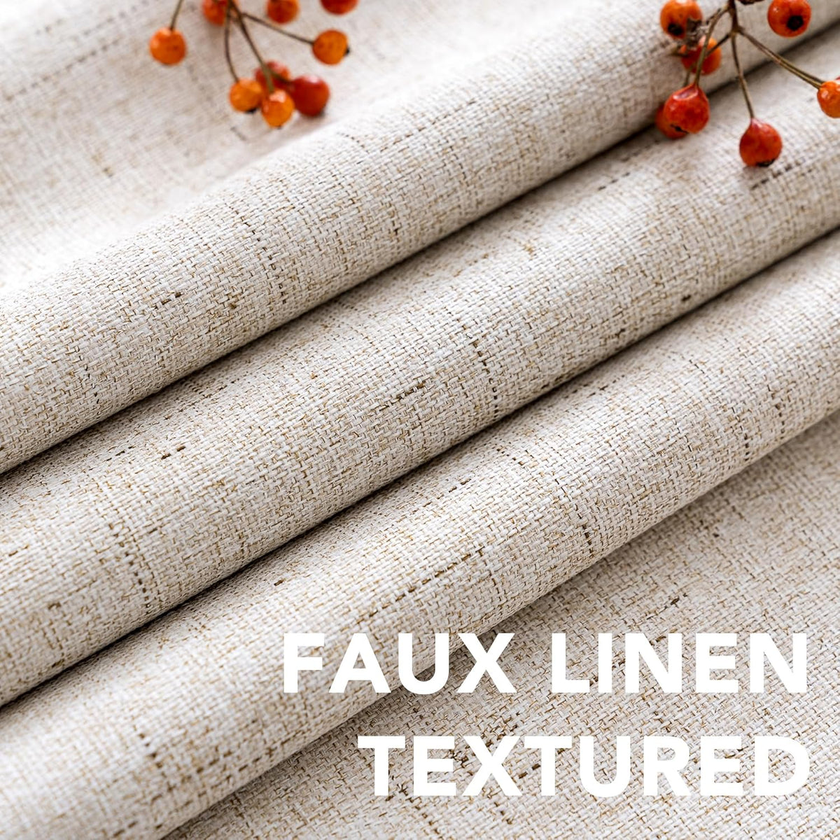 Linen Blackout Curtains Durable Thick Textured Linen Look 100% Blackout Patio Door Curtain Anti Rust Grommet Extra Wide Sliding Door Curtain Panel, Natural，W100 x L108 inch (Pack of 4) - image 6