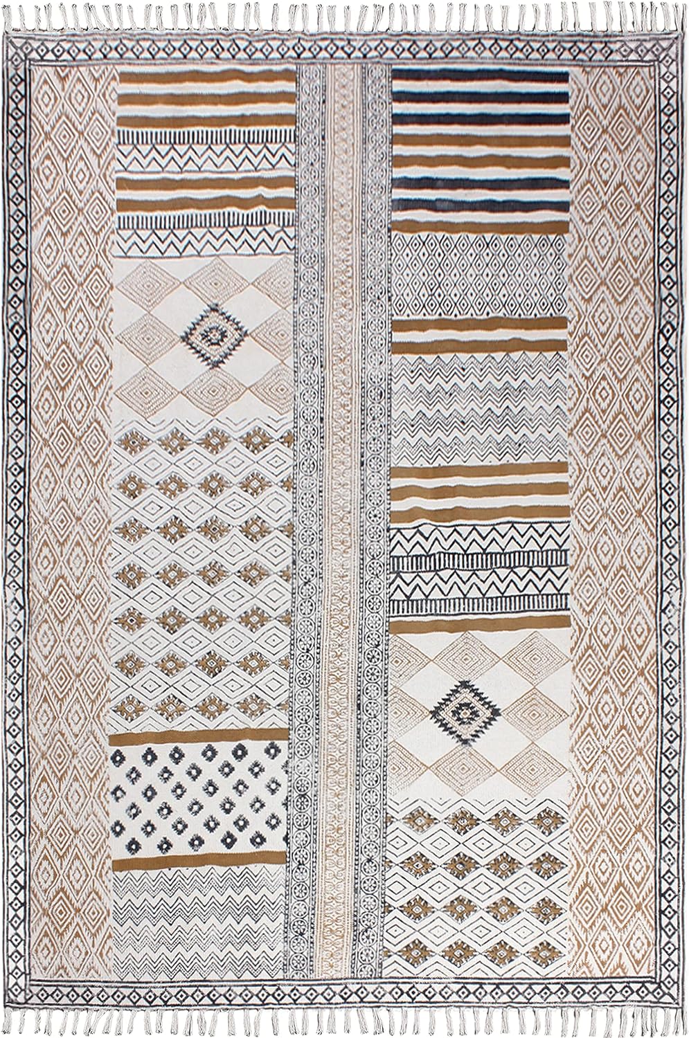Runner 3x10 Cotton Runner Rug Yellow & Beige Indoor Outdoor 0.19 inches Stone Easy Washable Hand Wash Cotton Carpet Flatweave Rugs for Hallway, Staircases, Corridor - image 10