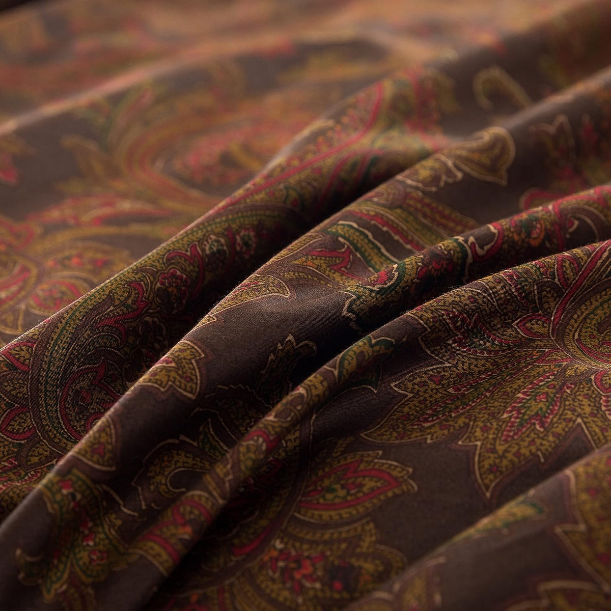 Classical Paisley Duvet Cover 3pc Set Bohemian Bedding Boteh Damask Medallion 400TC Egyptian Cotton Sateen Luxury European Traditional Boho Style Bed Linen (Deep Autumn, King) - image 2
