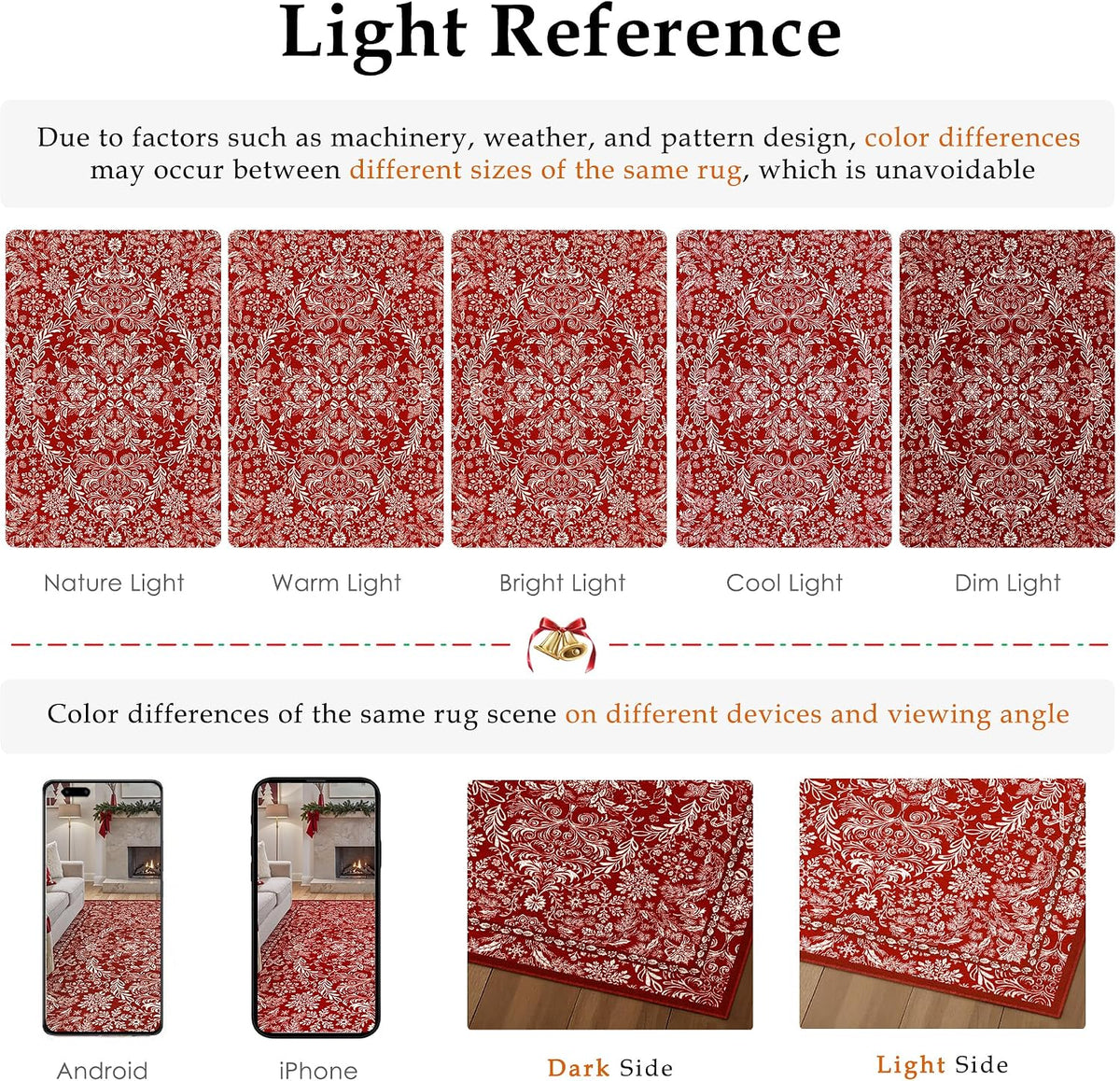 Christmas Floral Area Rug 8x10 Red Washable Non Slip Living Room - image 4