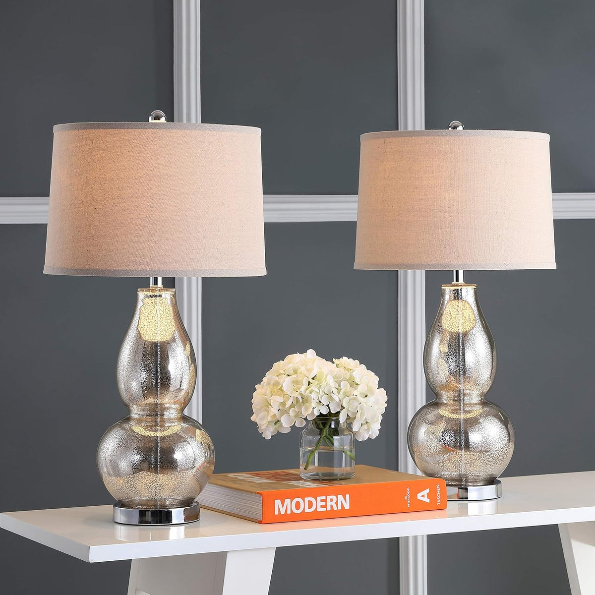 Lighting Collection Mercurio Double Gourd Blue and White Table Lamp, Set of 2 - image 5