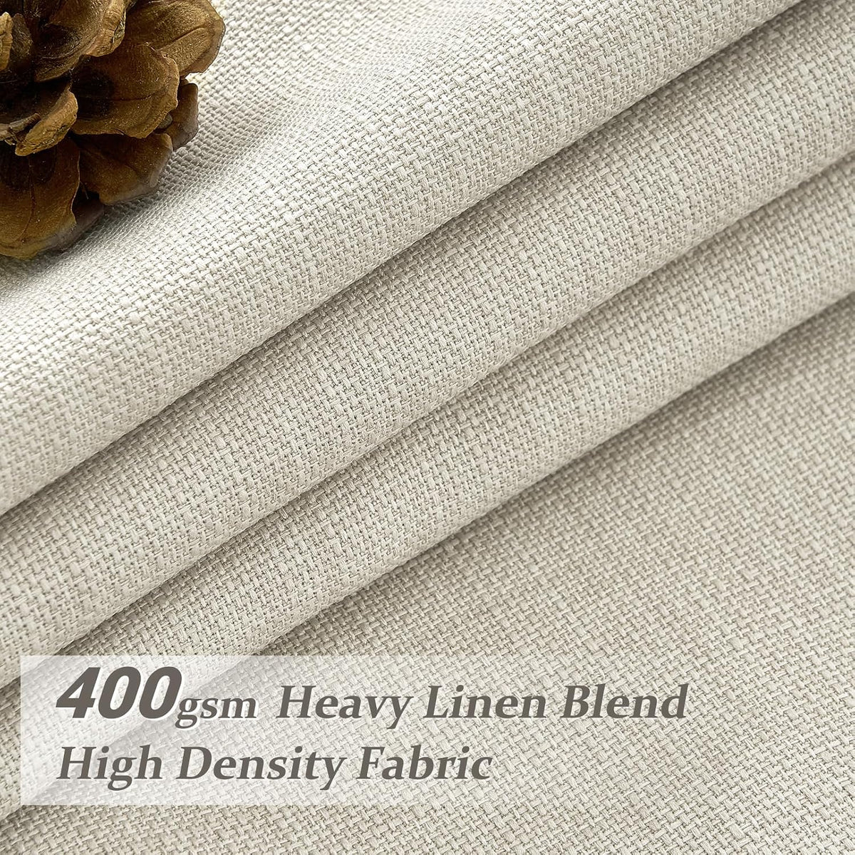 Extra Wide 70 Inch Blackout Curtains 90 Inches Long for Dining Room 2 Panels Set, Memory Trained Pinch Pleated Thermal Sound Dampening Double Layer Linen Blend Ivory Windows Drapes 70x90 Length - image 2