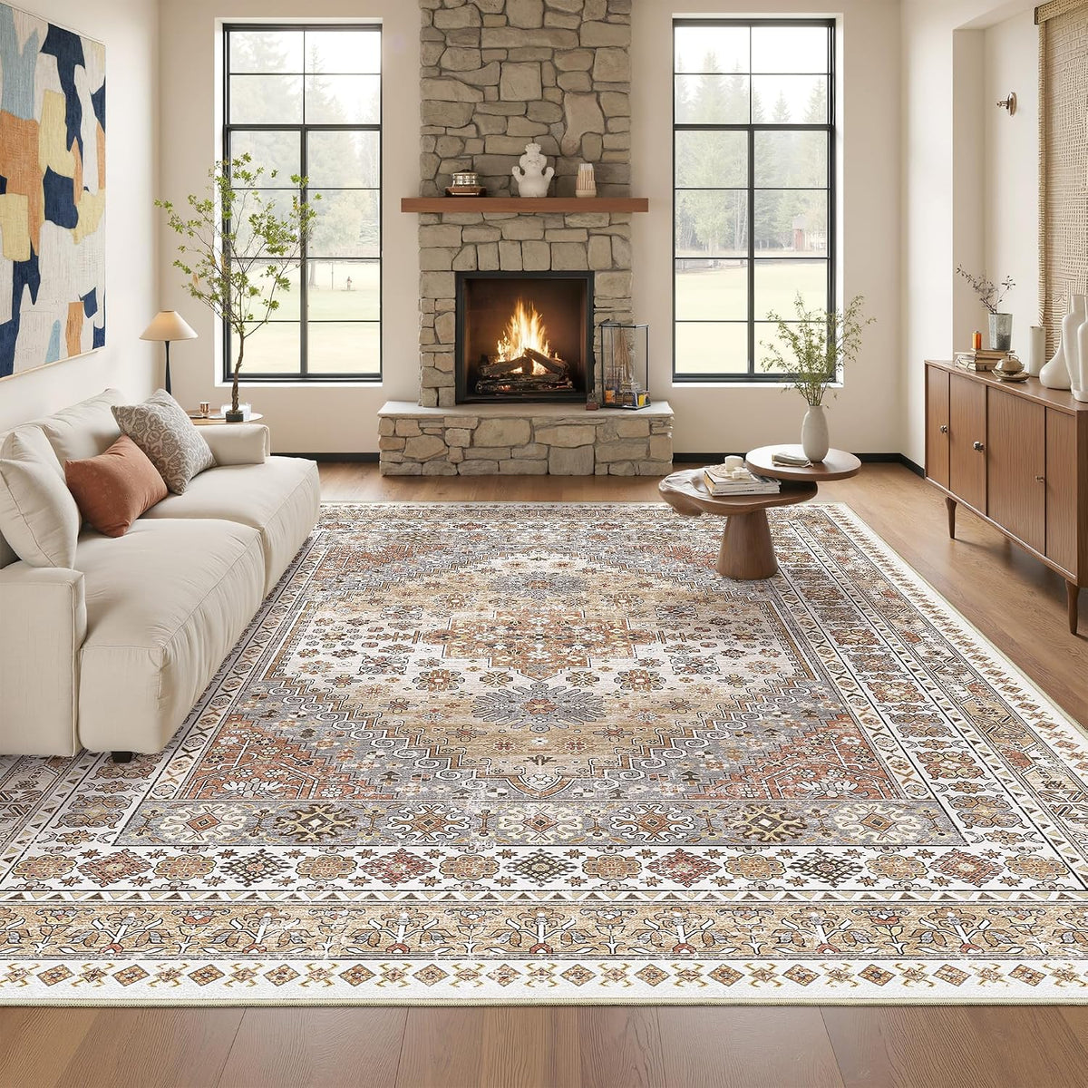 Washable Rugs 8x10 Area Rugs for Living Room, Orange