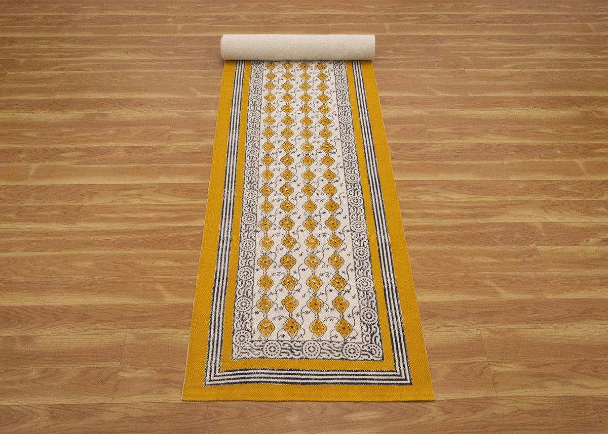 Runner 3x10 Cotton Runner Rug Yellow & Beige Indoor Outdoor 0.19 inches Stone Easy Washable Hand Wash Cotton Carpet Flatweave Rugs for Hallway, Staircases, Corridor - image 6