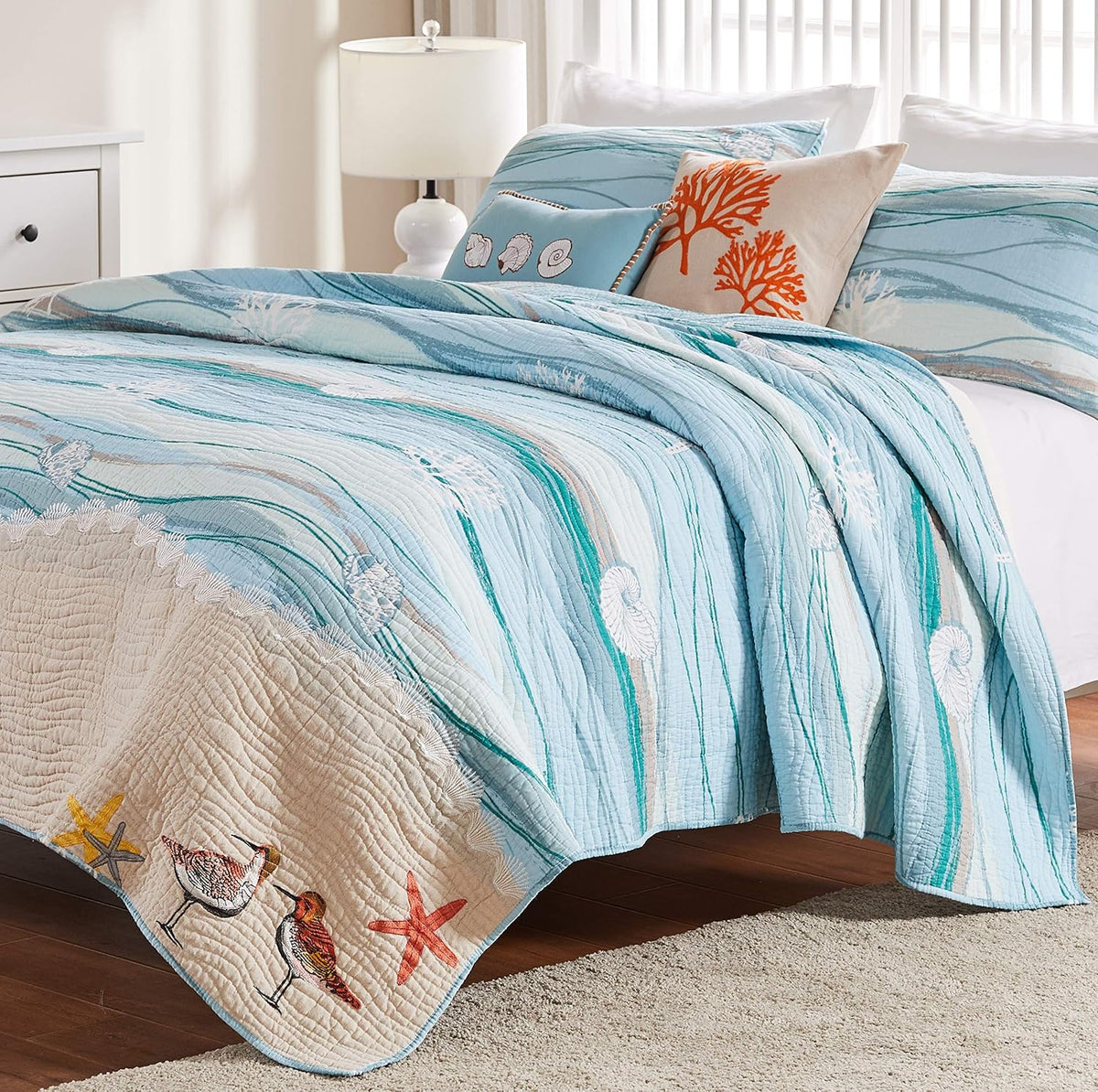 Maui Embroidered Coastal Quilt Set, King/California King (3-Piece) - image 6