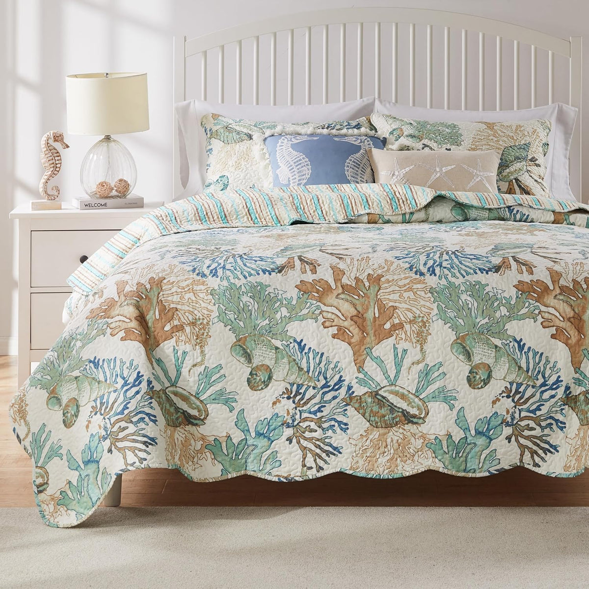 Barefoot Bungalow Atlantis Coastal Quilt Set, 5-Piece King/Cal King, Jade - image 10
