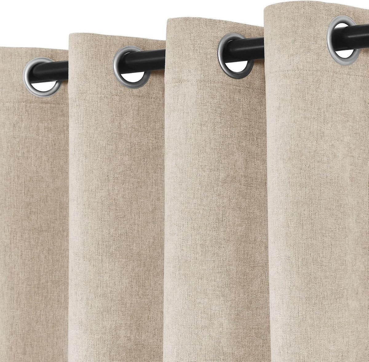 100" Wx84 L Taupe Full Blackout Curtains for Sliding Door, Thermal Insulated Drapery for Living Room Bedroom Windows Patio Door, Modern Chenille Grommet Curtains with Tieback 1 Panel - image 4