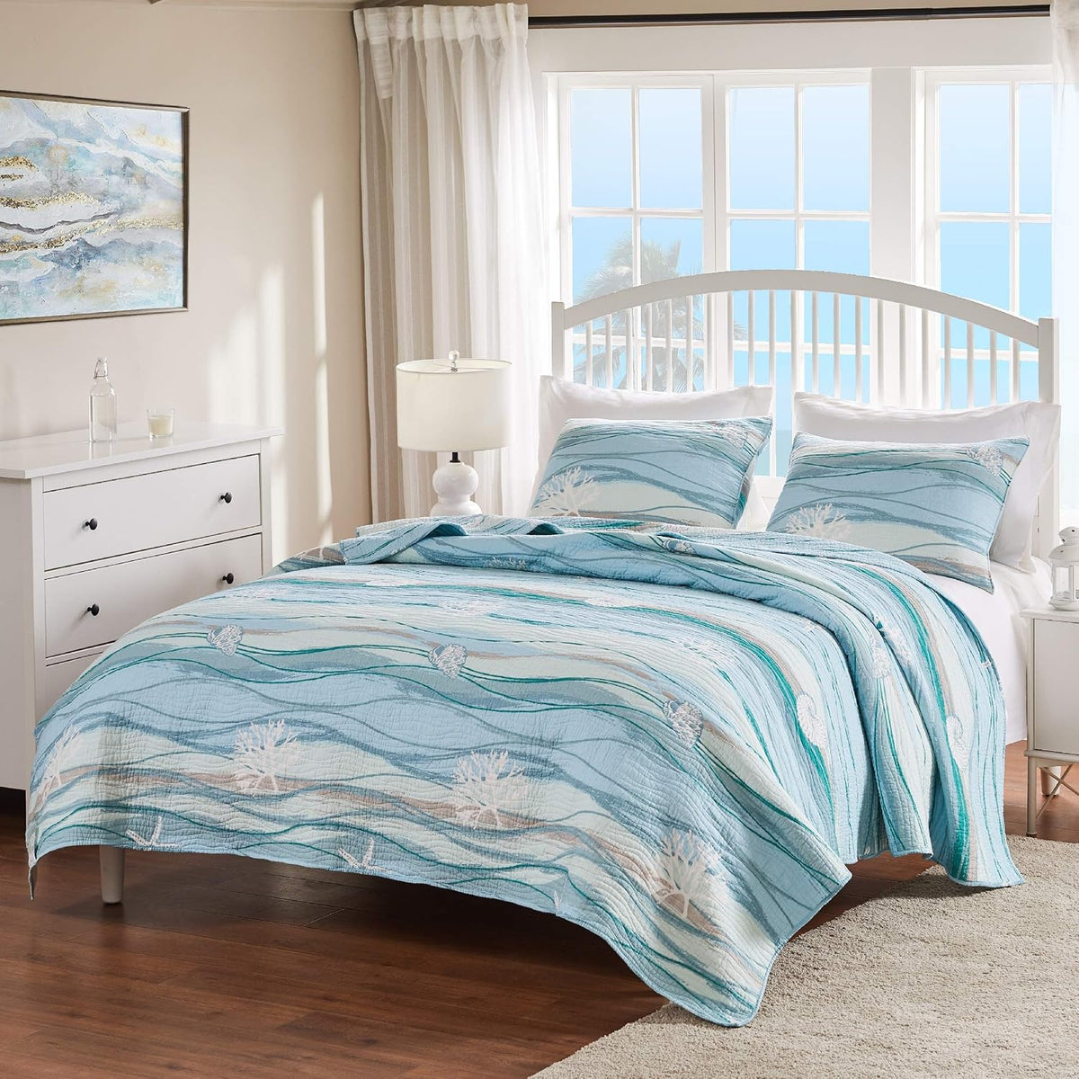 Maui Embroidered Coastal Quilt Set, King/California King (3-Piece) - image 2