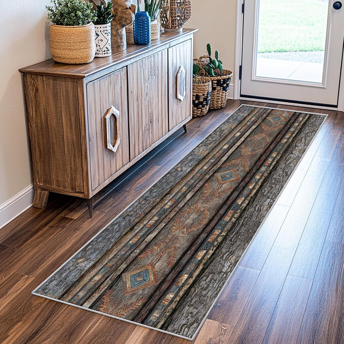 Tribal 3x10 Runner Rug, Feather Native American Brown Runners for Hallways, Kitchen, Bedroom, Entryway, Tribal Home Decor Floor Carpet, Non Slip Washable Low Pile, 3 x 10 ft - image 11