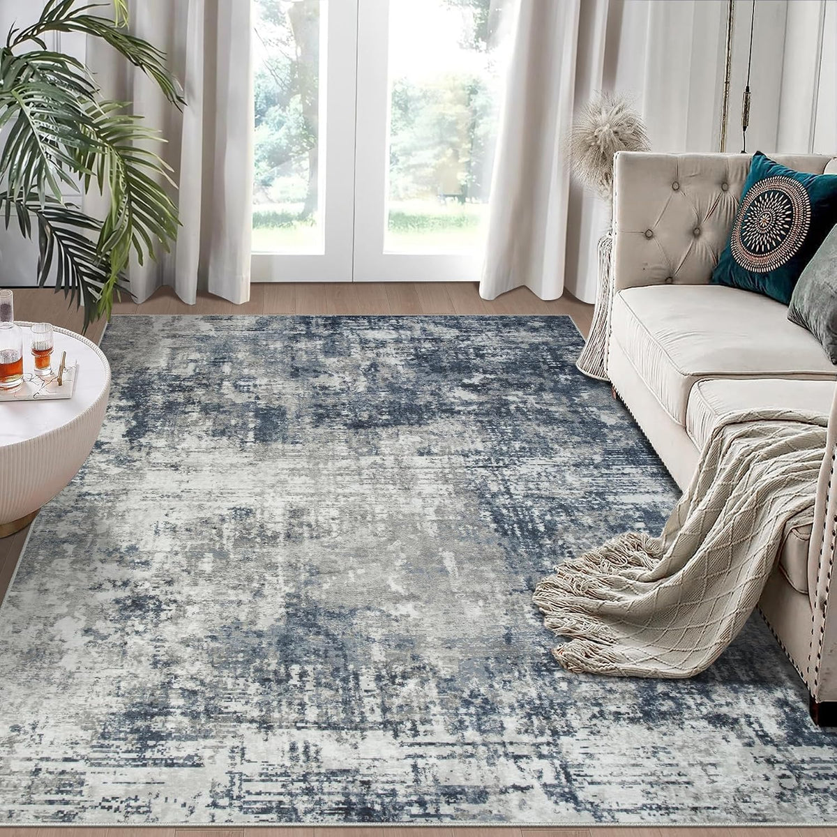 8x10 Area Rugs for Living Room Bedroom Dining Room Washable Beige White - image 12