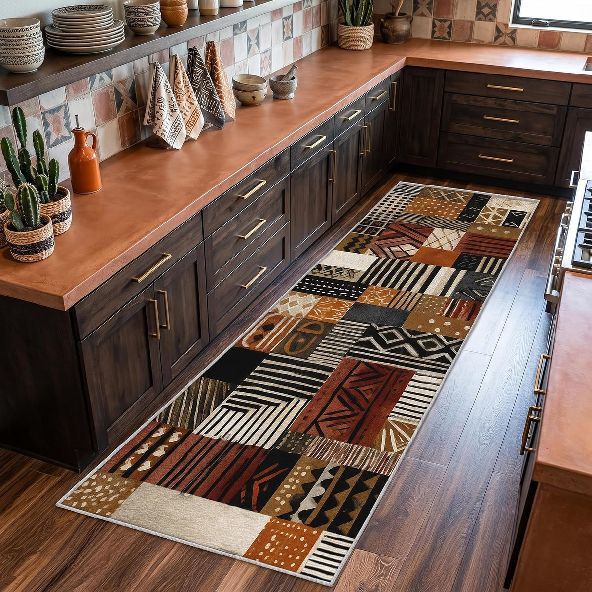 Tribal 3x10 Runner Rug, Feather Native American Brown Runners for Hallways, Kitchen, Bedroom, Entryway, Tribal Home Decor Floor Carpet, Non Slip Washable Low Pile, 3 x 10 ft - image 12