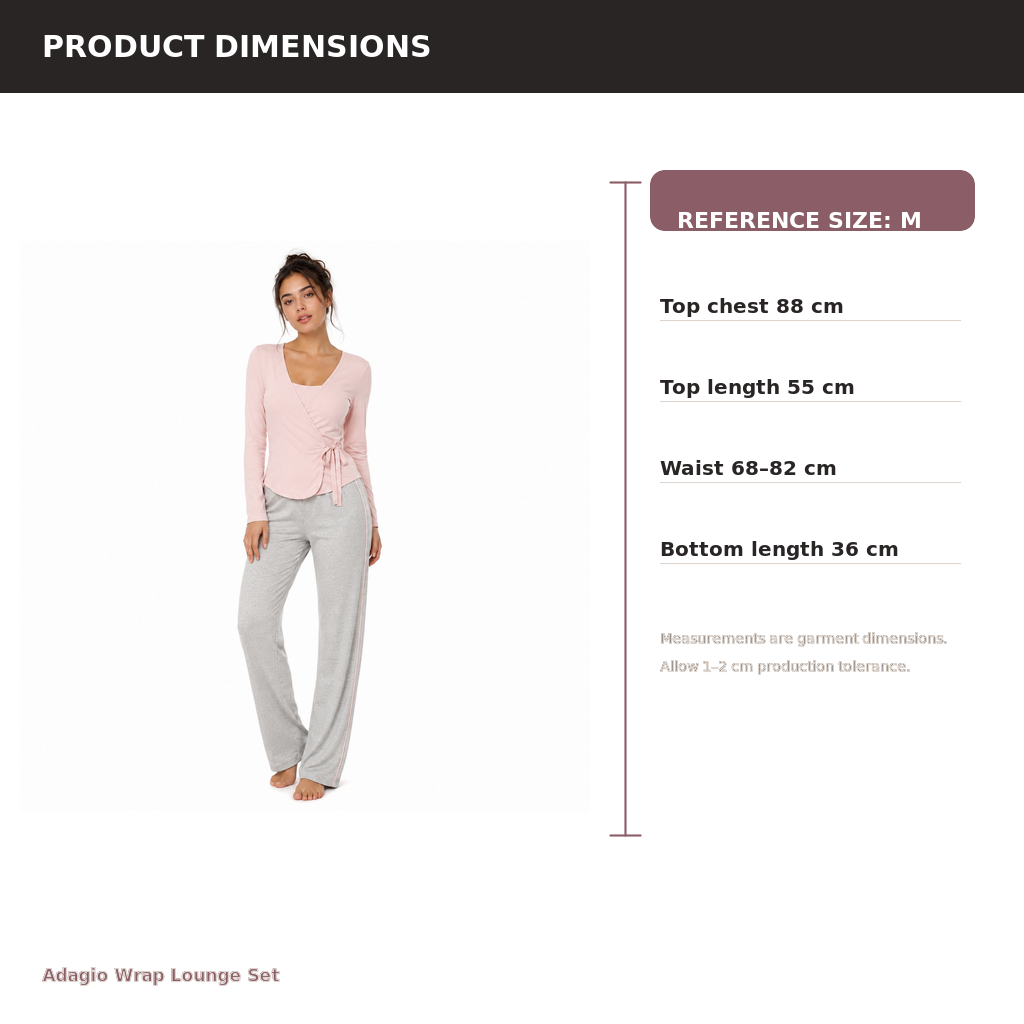 Women's Wrap Lounge Set – Viscose Modal Knit Mesh | Ballet Pink & Heather Grey