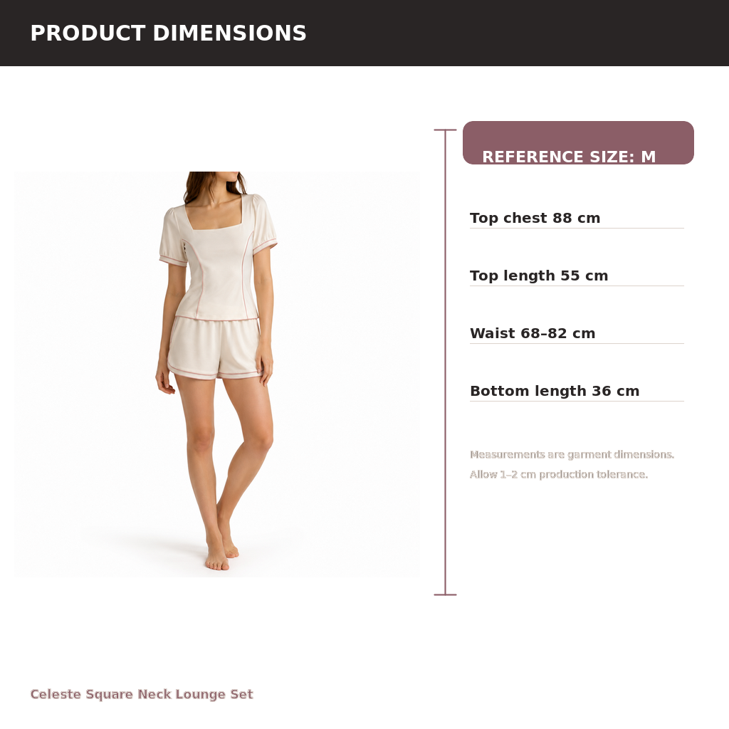 Women's Square-Neck Lounge Short Set – Modal Cotton Satin | Mist Ivory & Dust Rose