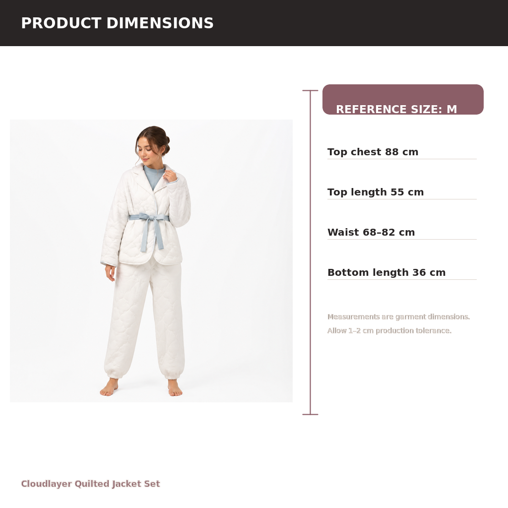Women's Quilted Jacket Lounge Set – Brushed Modal Cotton Knit | Cloud White & Mist Blue