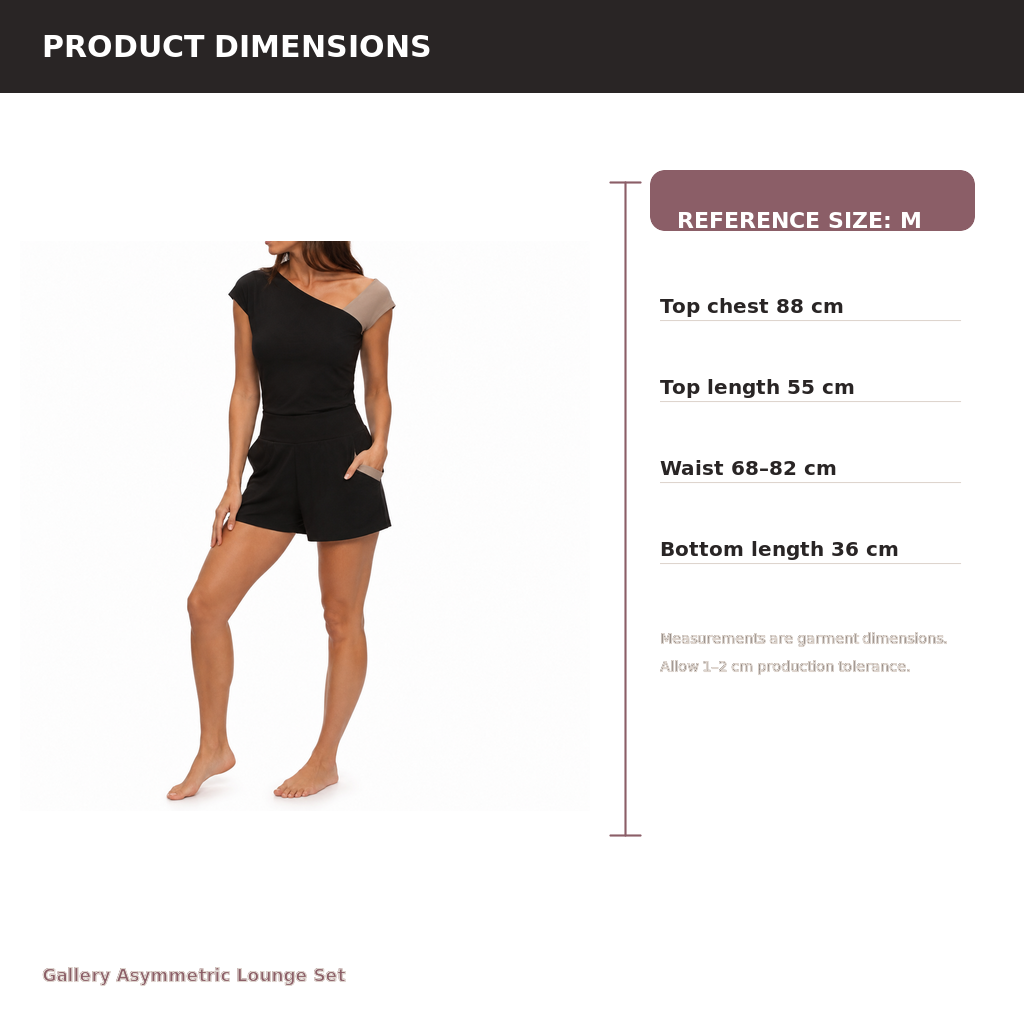 Women's Asymmetric Lounge Two-Piece Set – TENCEL Modal Rib | Gallery Black & Stone