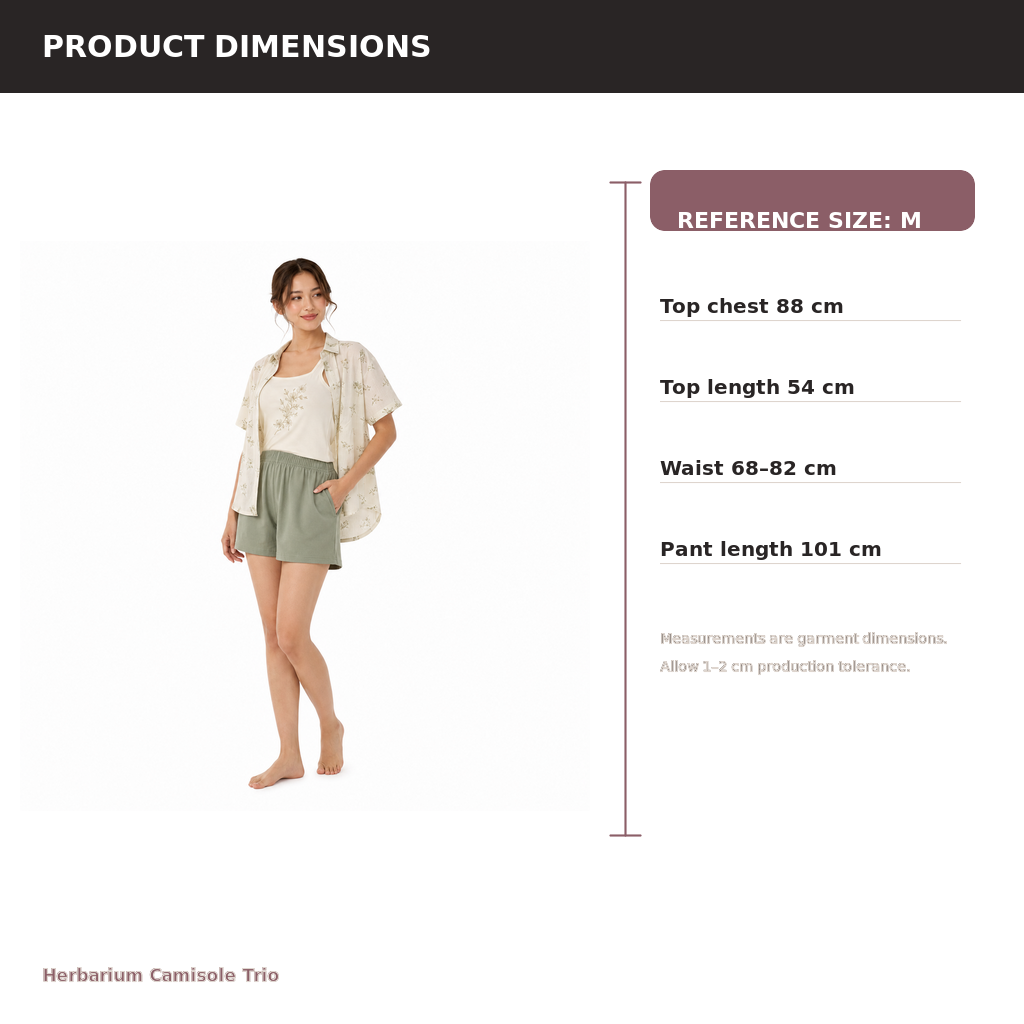 Women's Camisole 3-Piece Lounge Set – Cotton Modal Embroidered | Sage & Rose Cream