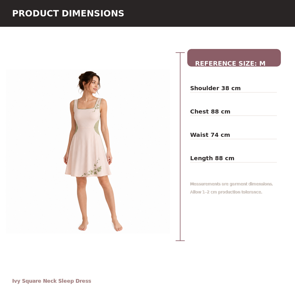 Women's Square-Neck Embroidered Sleep Dress – Cotton Modal Interlock | Sage & Rose Cream
