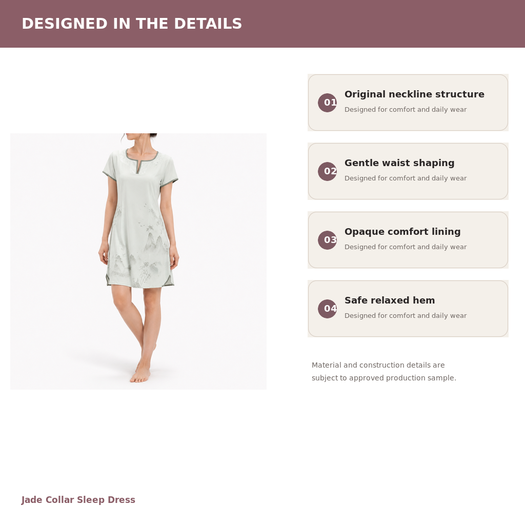Women's Collar Sleep Dress – Lyocell Cotton Jacquard Jersey | Moon White & Ink Grey