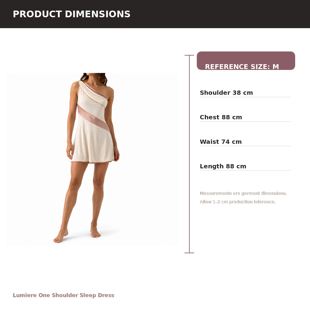 Women's One-Shoulder Sleep Dress – Modal Cotton Satin Knit | Mist Ivory & Dust Rose