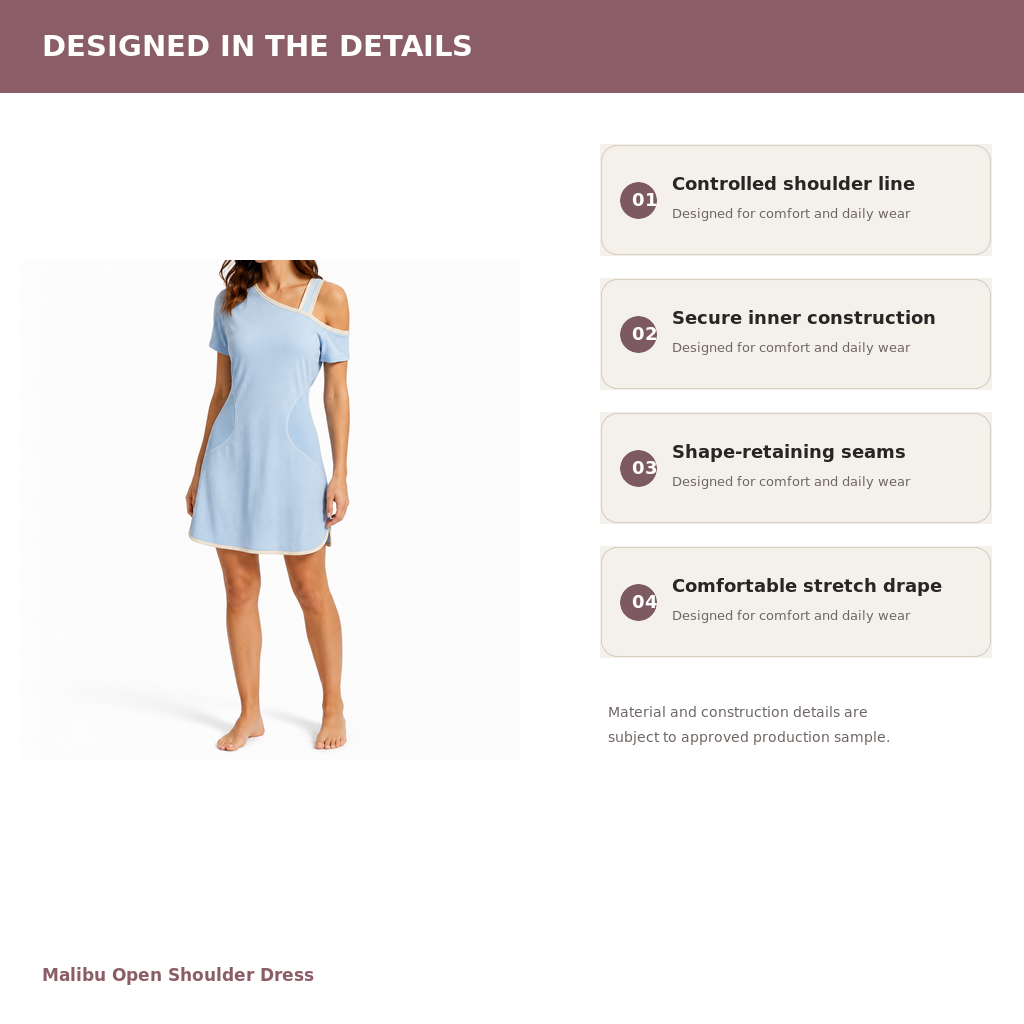 Women's Open-Shoulder Sleep Dress – Cotton Modal Rib Jersey | Sun Cream & Sky Blue
