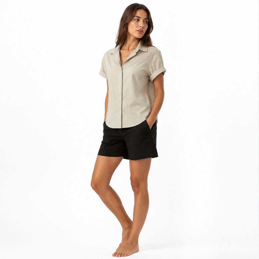 Women's Shirt & Shorts Lounge Set – TENCEL Modal Jersey | Gallery Black & Stone