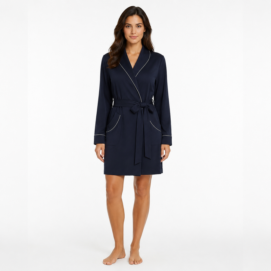 Women's Utility Pocket Robe – Modal Tech Jersey | Midnight Navy & Silver
