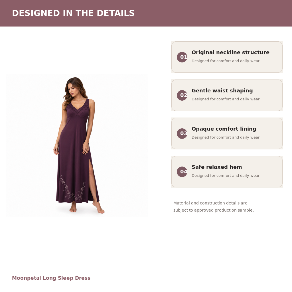 Women's Long Satin Sleep Dress – Recycled Satin Modal Jersey | Midnight Plum & Black