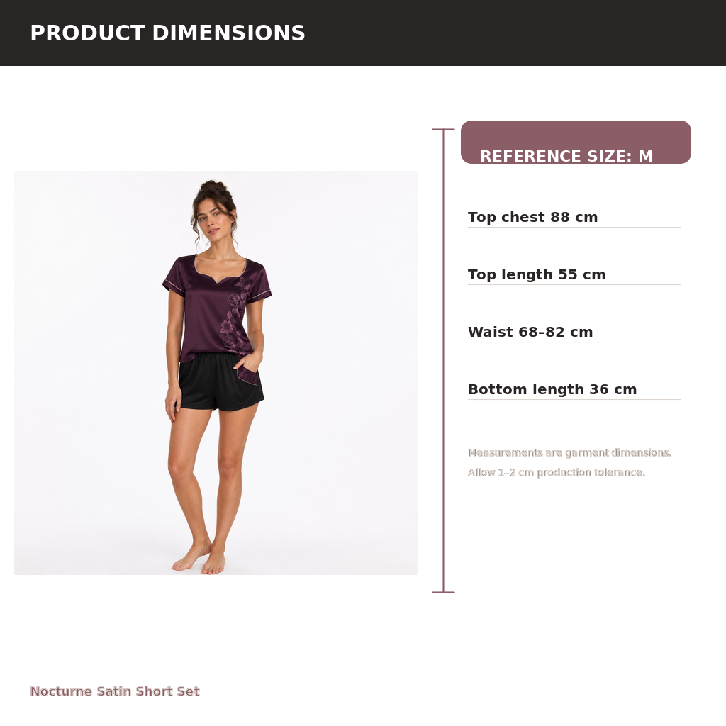 Women's Satin Short Lounge Set – Recycled Satin Modal Jersey | Midnight Plum & Black