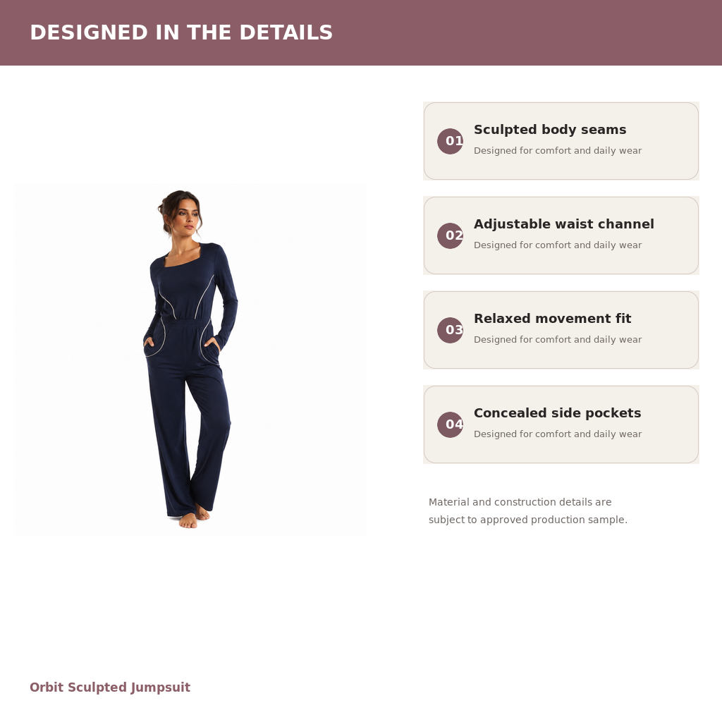 Women's Sculpted Lounge Jumpsuit – Modal Tech Jersey Reflective | Midnight Navy & Silver