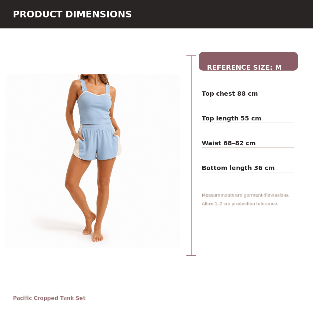 Women's Cropped Tank Lounge Set – Cotton Modal Lightweight Jersey | Sun Cream & Sky Blue