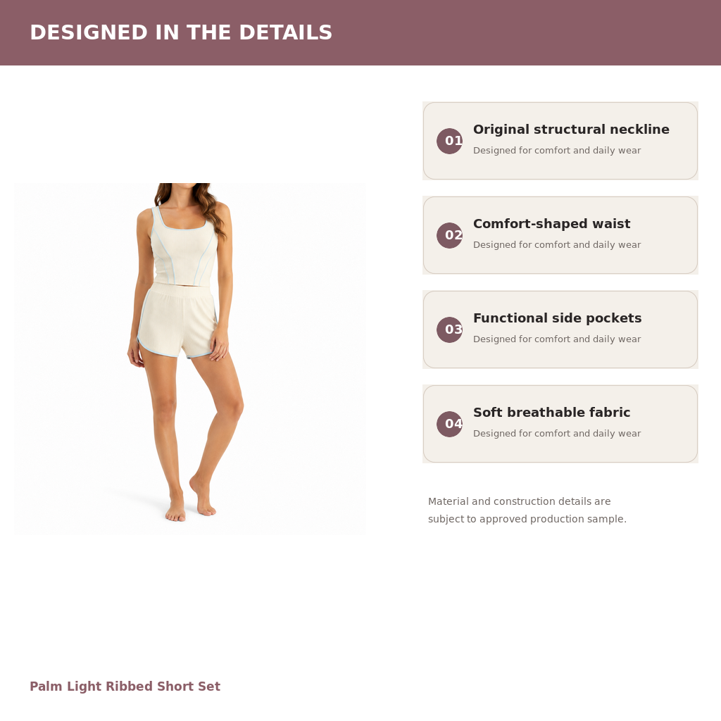 Women's Ribbed Short Lounge Set – Cotton Modal Rib Jersey | Sun Cream & Sky Blue