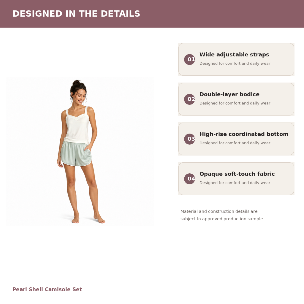 Women's Camisole Lounge Set – Modal Jersey Recycled Satin | Pearl White & Seafoam